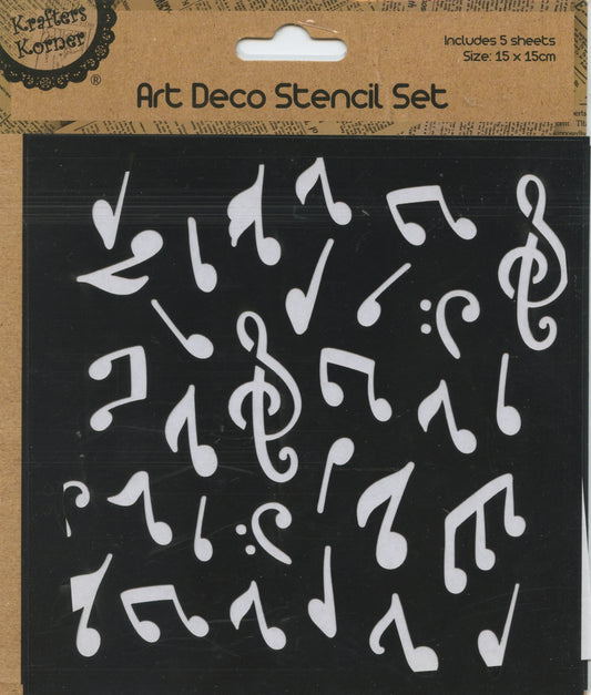 Art Deco Stencil Set - Set #3 - 5 sheets - 15x15cm