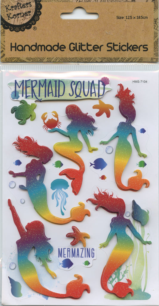 Craft Handmade Glitter Stickers Mermaids 9pc