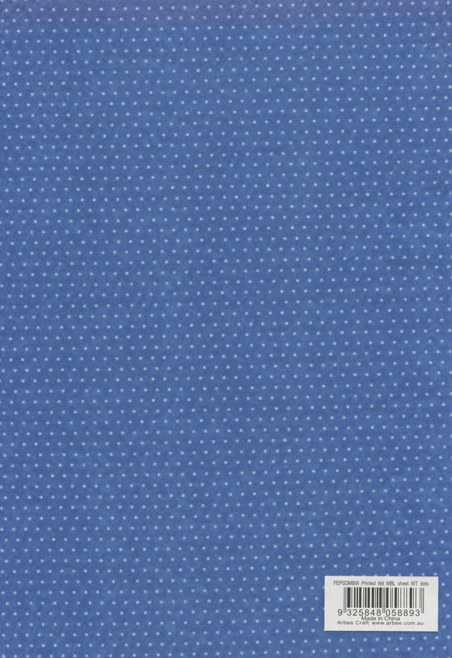 Printed Felt - Blue with Small White Dots - 1 Piece