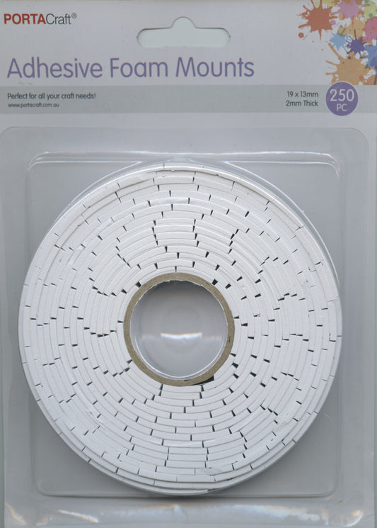 Adhesive Foam Mounts - Roll 250pc -  White - Size 19x13mm - Width 2mm