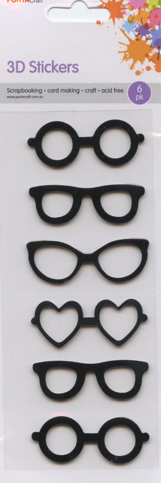 3D Stickers - Glasses - 6pc