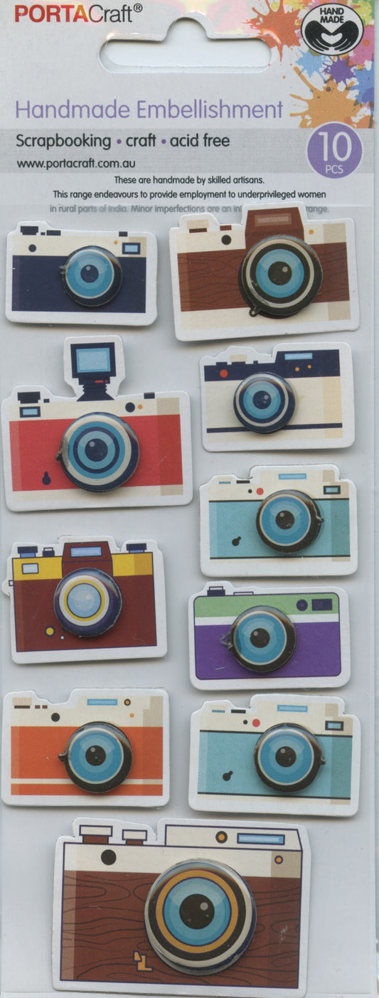 Porta Craft Handmade Embellishments - Cameras - 10pc