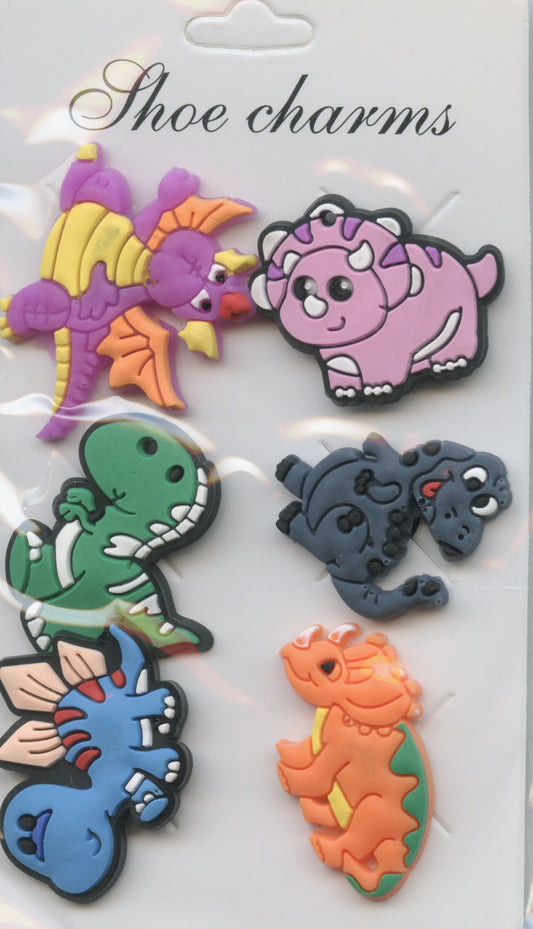 Shoe Charms - Dinosaur theme  - 6pc