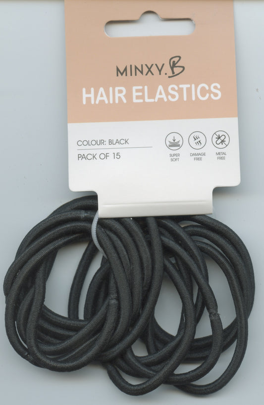 MINXY B - Hair Elastics - 15pk - Black