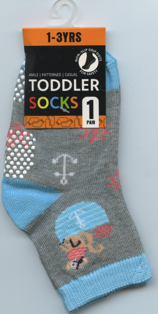 Toddler Socks - 1-3 Yrs - Dog Pirate - 1 pair