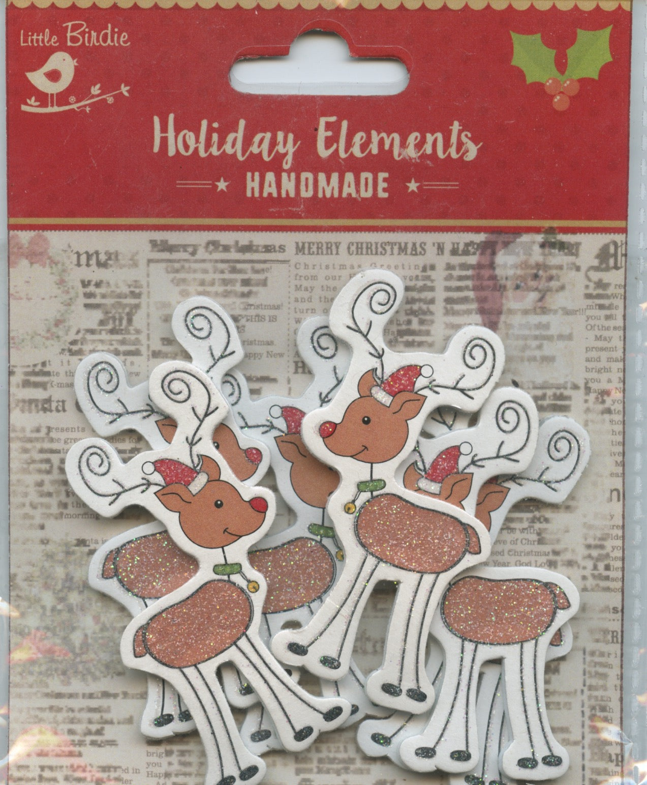 Little Birdie Handmade Christmas Embellishments 3D Reindeers