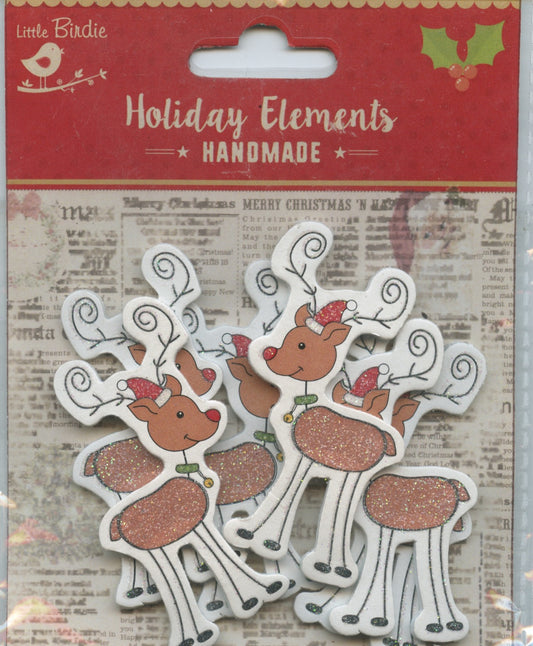 Little Birdie Handmade Christmas Embellishments 3D Reindeers