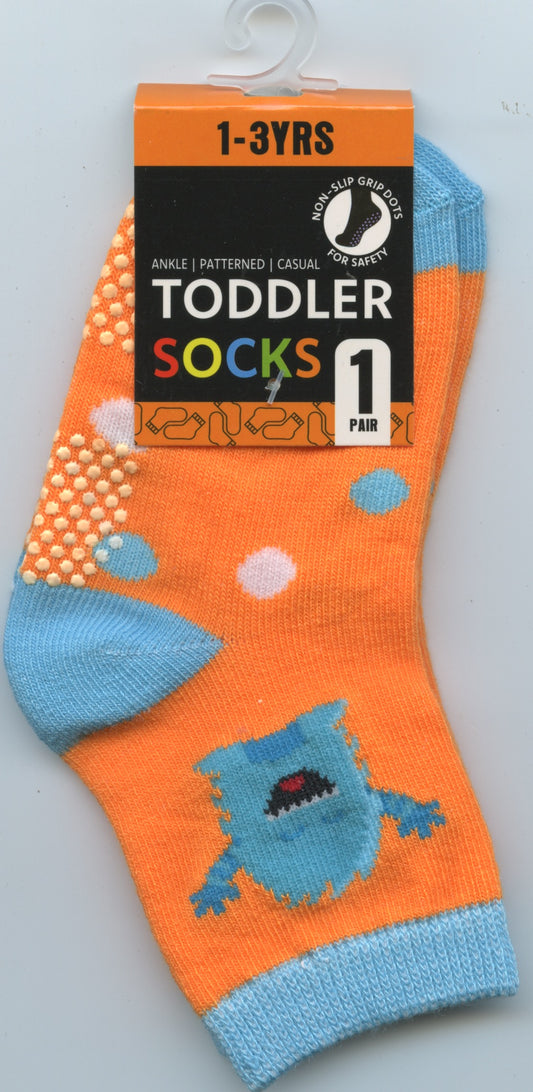 Toddler Socks - 1-3 Yrs - Blue Monster - 1 pair