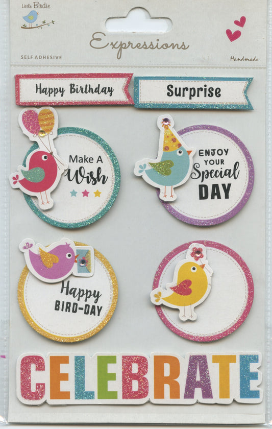 Little Birdie Handmade Embellishments - Special Celebration 7pk
