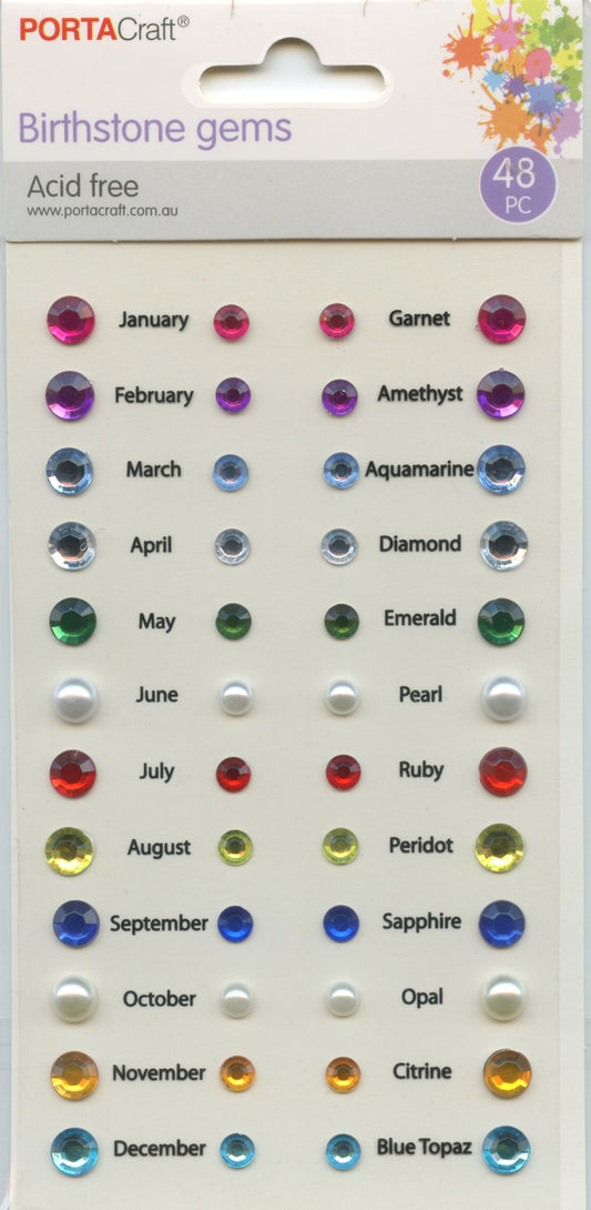 Birthstone Gems - Adhesive - 48 pk