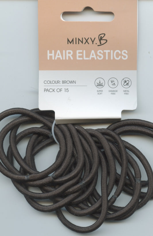 MINXY B - Hair Elastics - 15pk - Brown