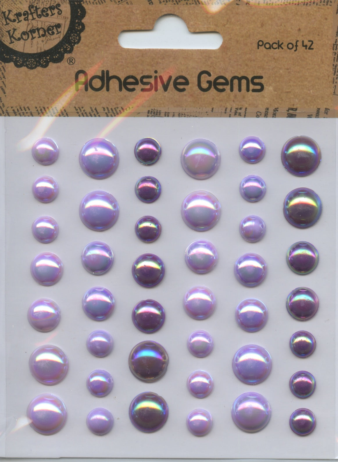 Enamel Adhesive Gems - Mauve/Purples Iridescent- 6, 8 and 10mm - 42 pk