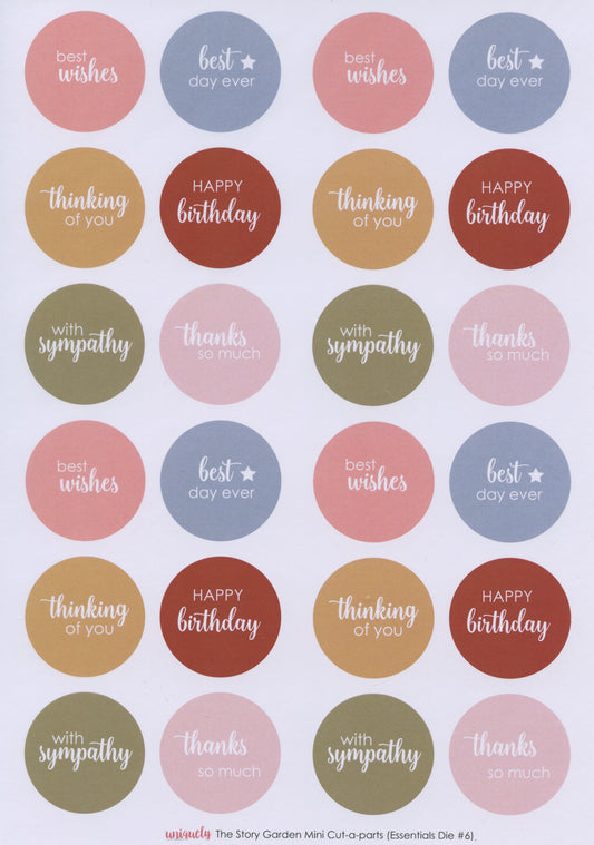 Cut-a-part Card Toppers - The Story Garden - Wordings - 1 sheet