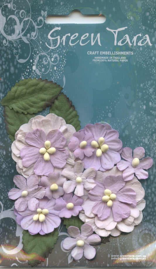 Pastel Flower - Lavender & Leaf pack - 16 pc