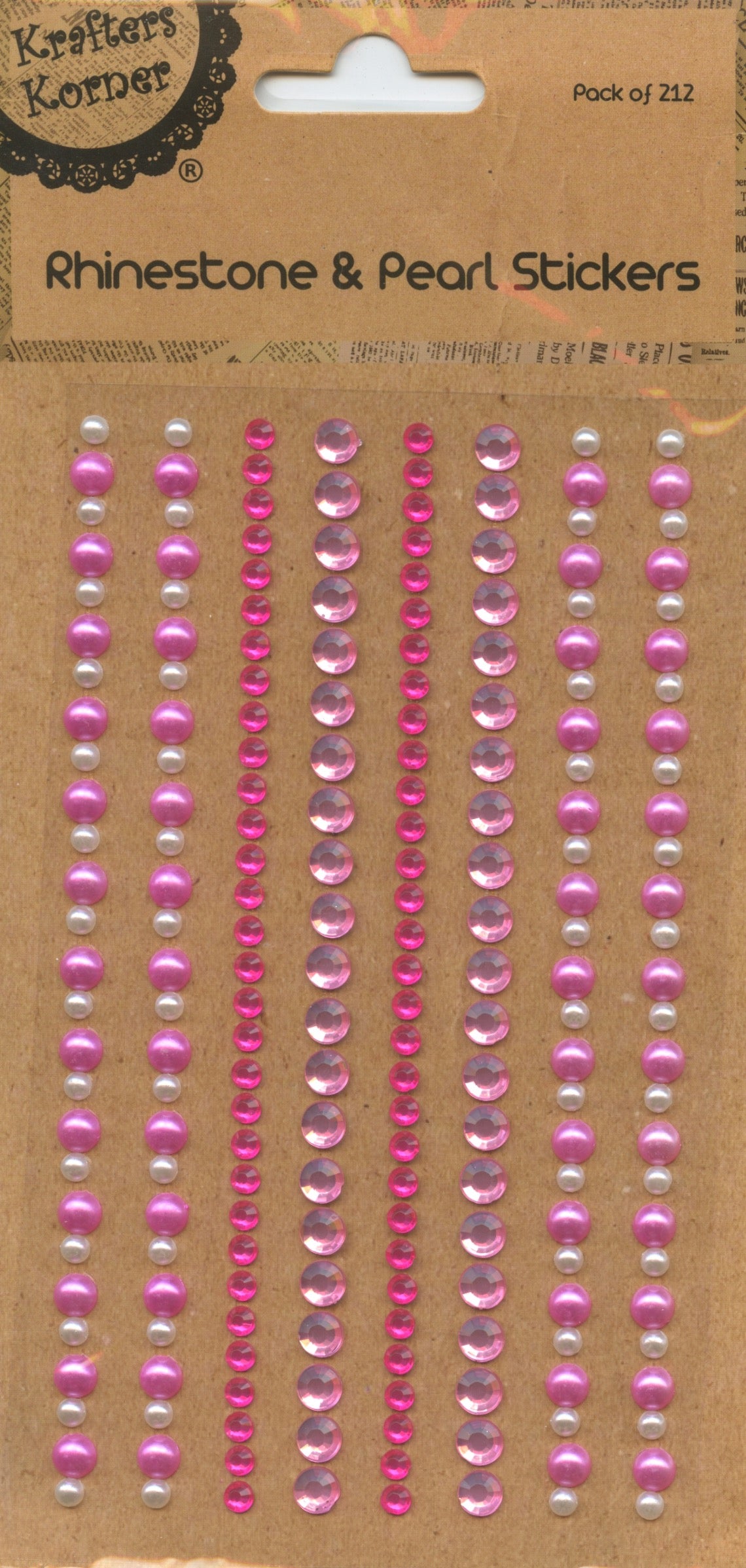 Rhinestone & Pearl Adhesive Stickers - 212 pk - Pinks/Cream