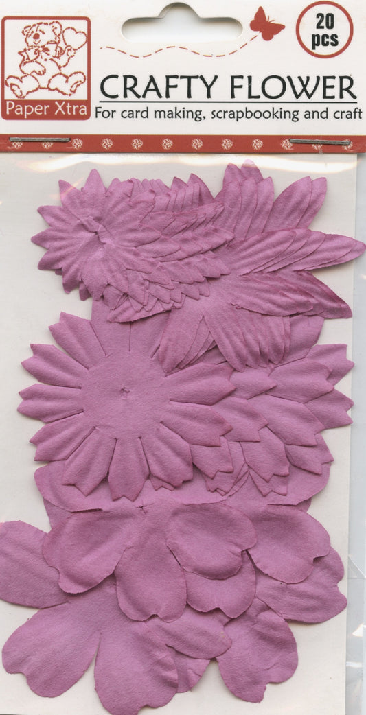 Paper Crafty Flowers  - Fuchsia - Pack of 20 - Various sizes
