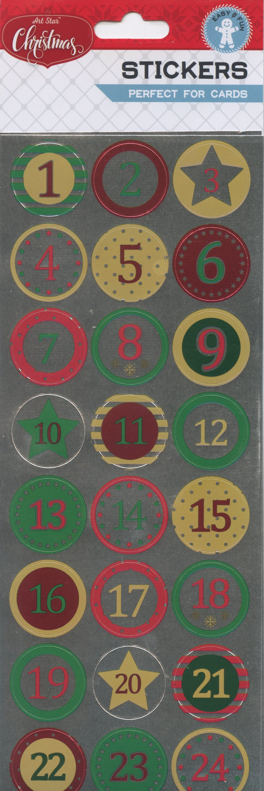 Art Star Christmas Foil Countdown Stickers - 24 pc
