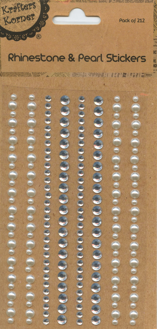 Rhinestone & Pearl Adhesive Stickers - 212 pk - Silver/Cream