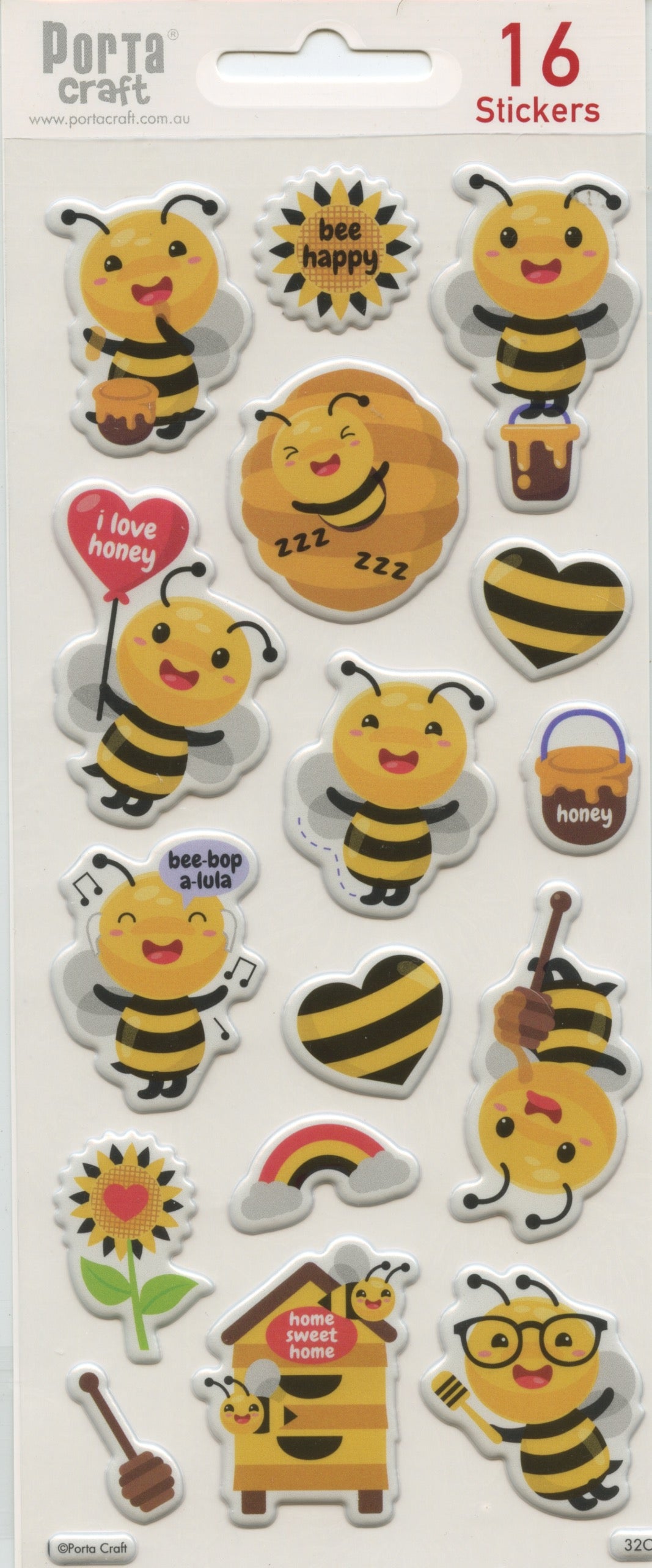 Bee Puffy 3D Stickers - 16 pack