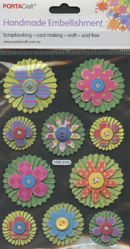 Porta Craft - Flowers in Shapes - Embellishments - 10 pc