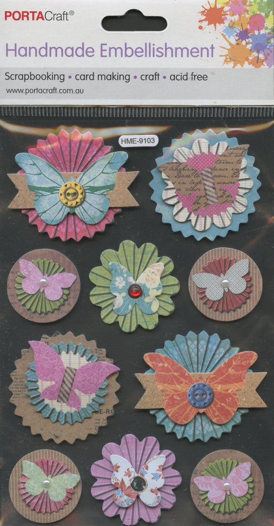 Porta Craft - Butterfly in Shapes - Embellishments - 10 pc