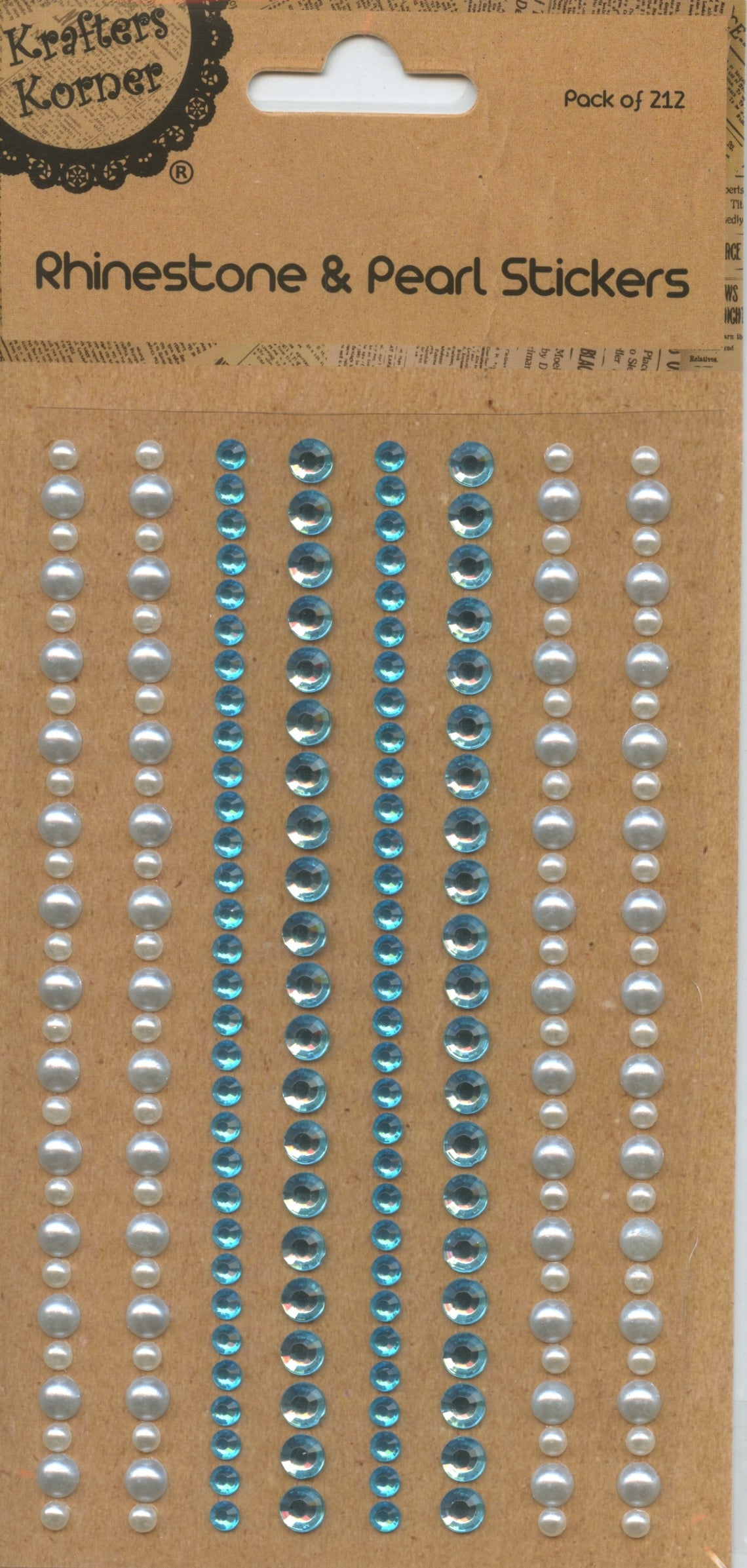 Rhinestone & Pearl Adhesive Stickers - 212 pk - Blues/cream