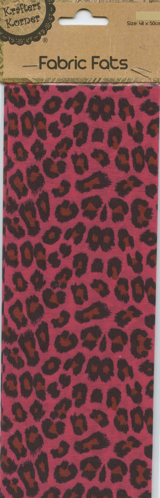 Craft Fabric Fats Leopard Print - 48x50cm- Hot Pink background