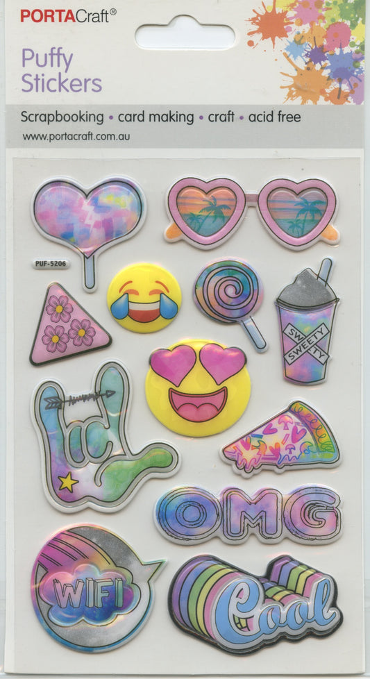 Porta Craft Puffy 3D Stickers Self Adhesive - Cool Chick Theme 12pc