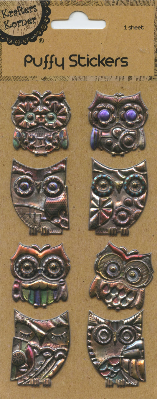 Craft Puffy Stickers - Owls - Pack of 8