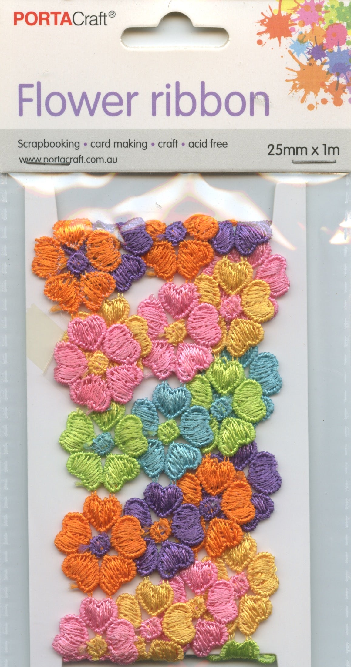 Porta Craft - Flower Ribbon - Asst Colours - 25mm x 1m
