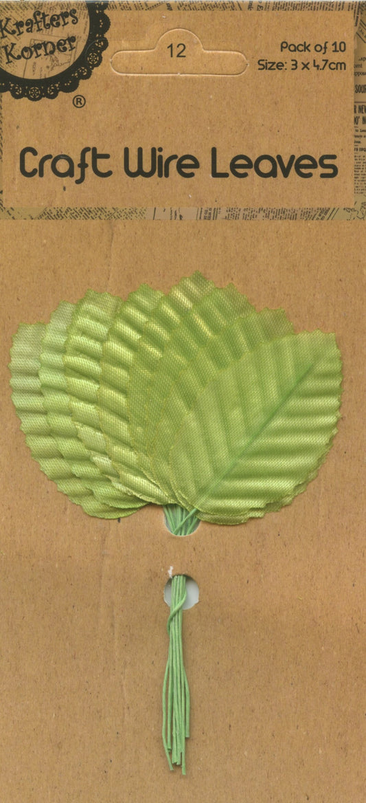 Craft Wire Leaves - Green - Pk of 10