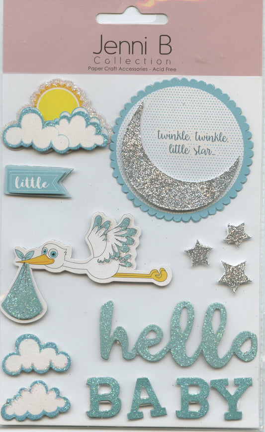 Jenni B Collection 3D Baby Boy - Blue Embellishments - 14 pcs
