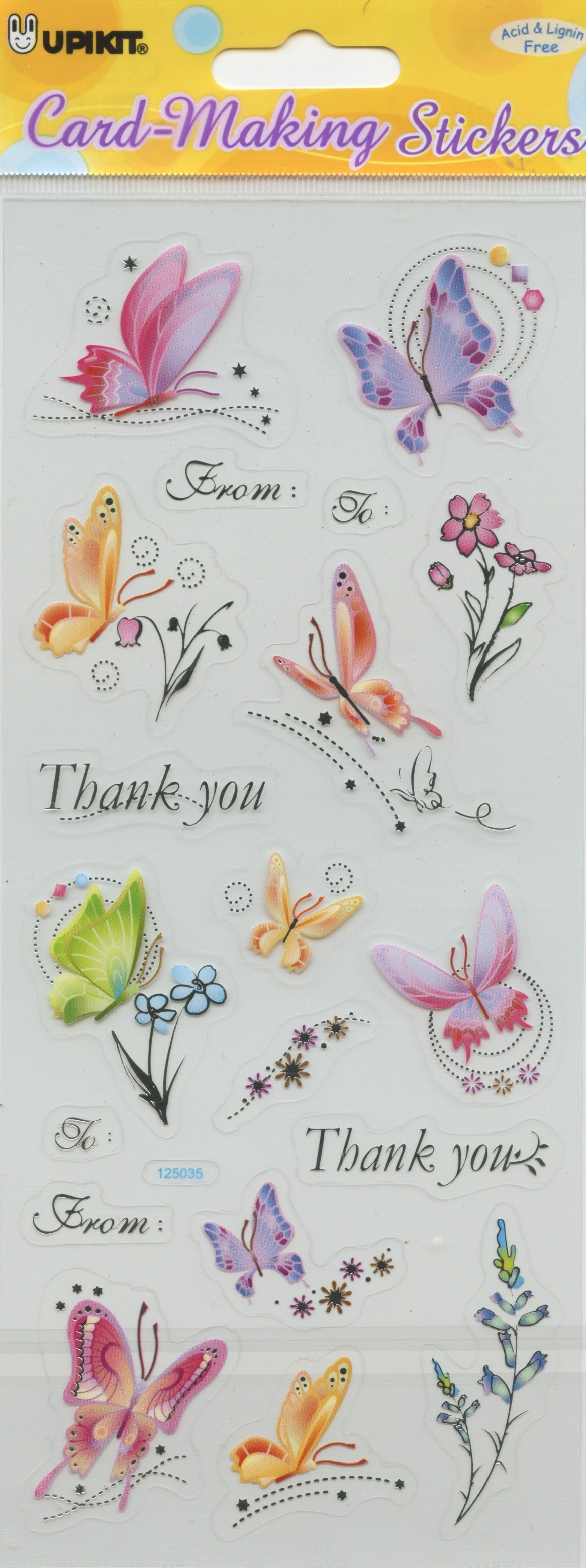 Butterfly Theme - Pastel tones - Transparent Stickers  - Craft Stickers 18pk
