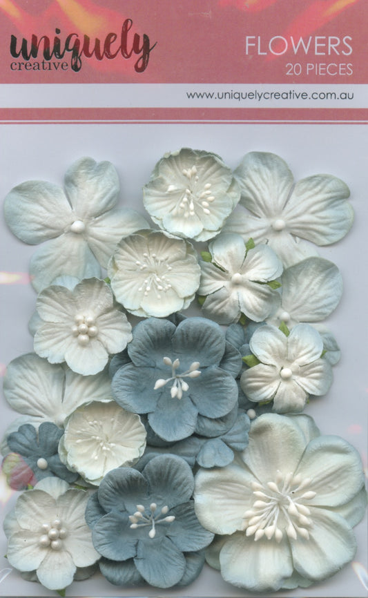 Flowers - Dusty Teal -  20 pieces