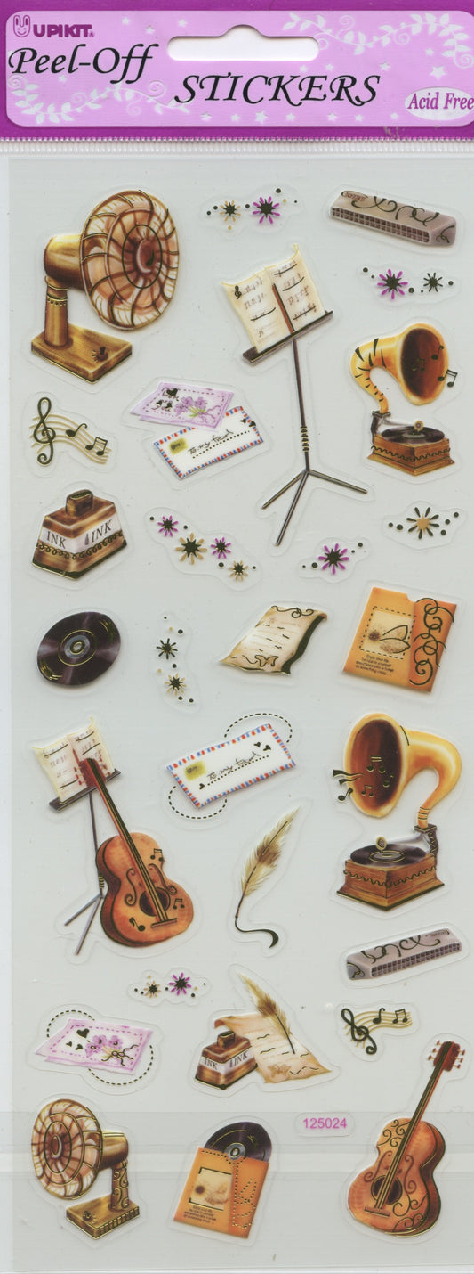 Music Theme - Transparent Stickers  - Craft Stickers 28 pk