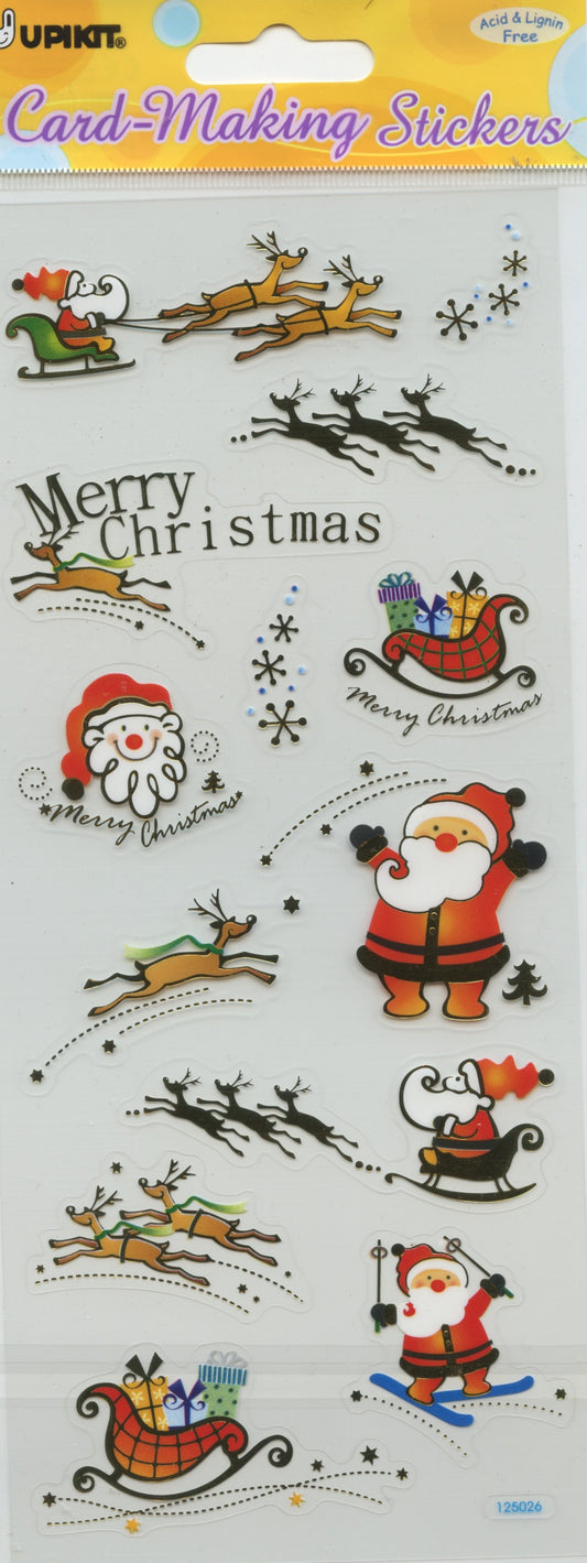 Christmas Theme - Transparent Stickers  - Craft Stickers 13pk
