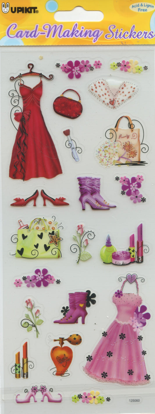 Fashion Theme - Transparent Stickers  - Craft Stickers 21 pk