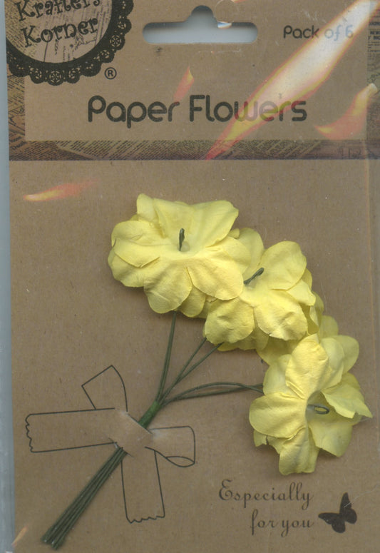 Paper Flower Bunch - Yellow - Pack of 6