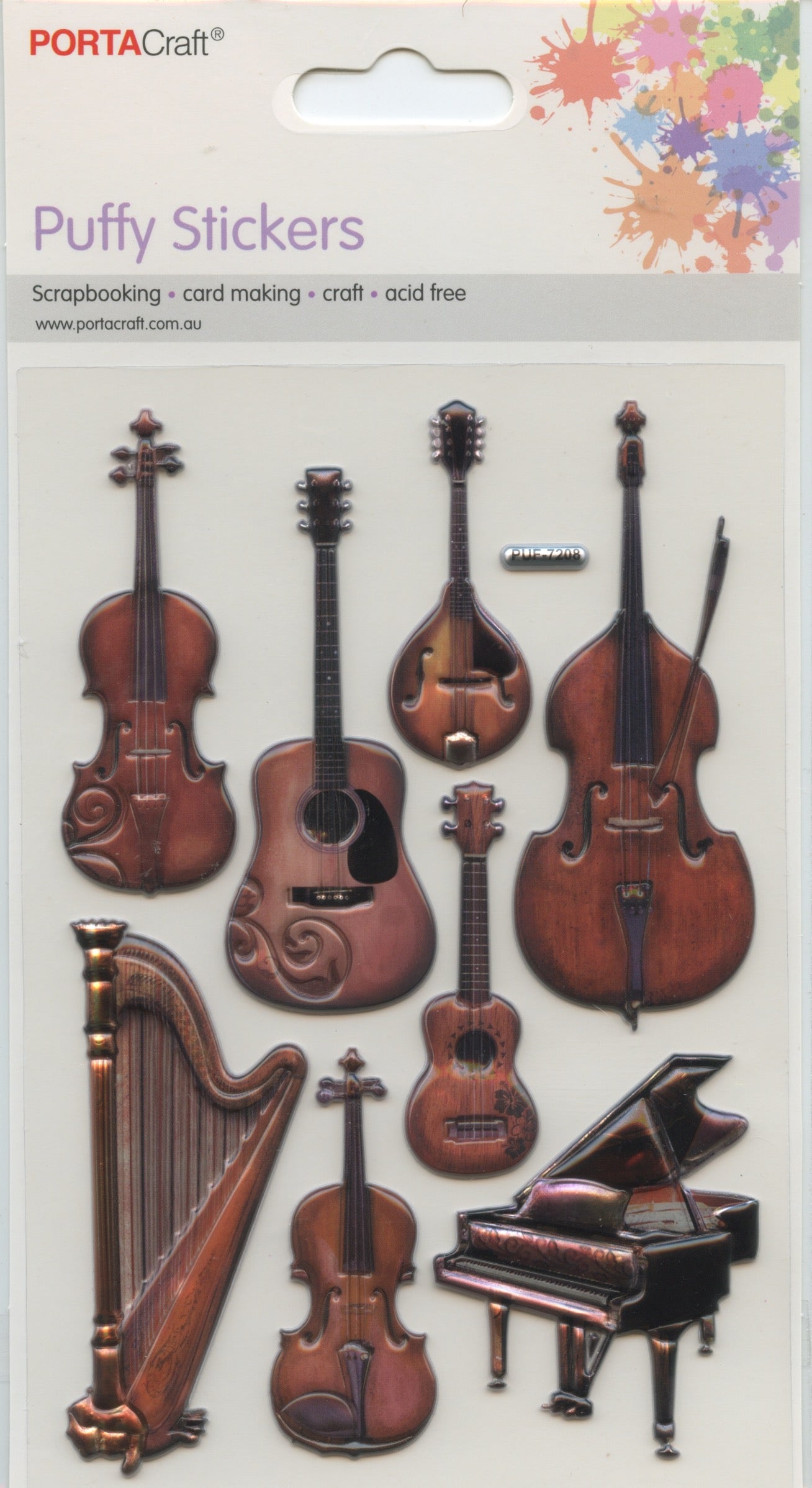 String Musical Instruments Sticker Puffy Stickers - Musical Instruments - 8 pk – The Crafty Bear Shop