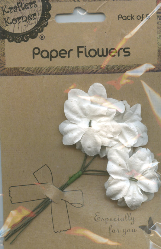 Paper Flower Bunch - White - Pack of 6