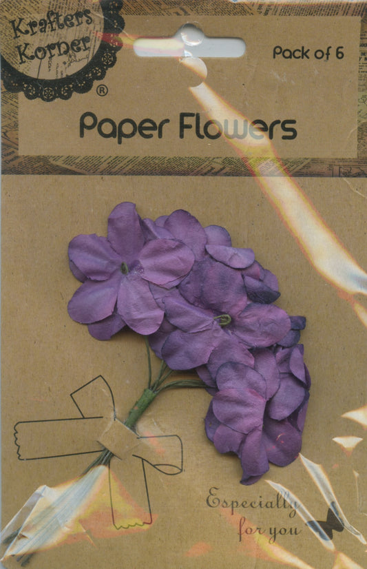 Paper Flower Bunch - Purple - Pack of 6