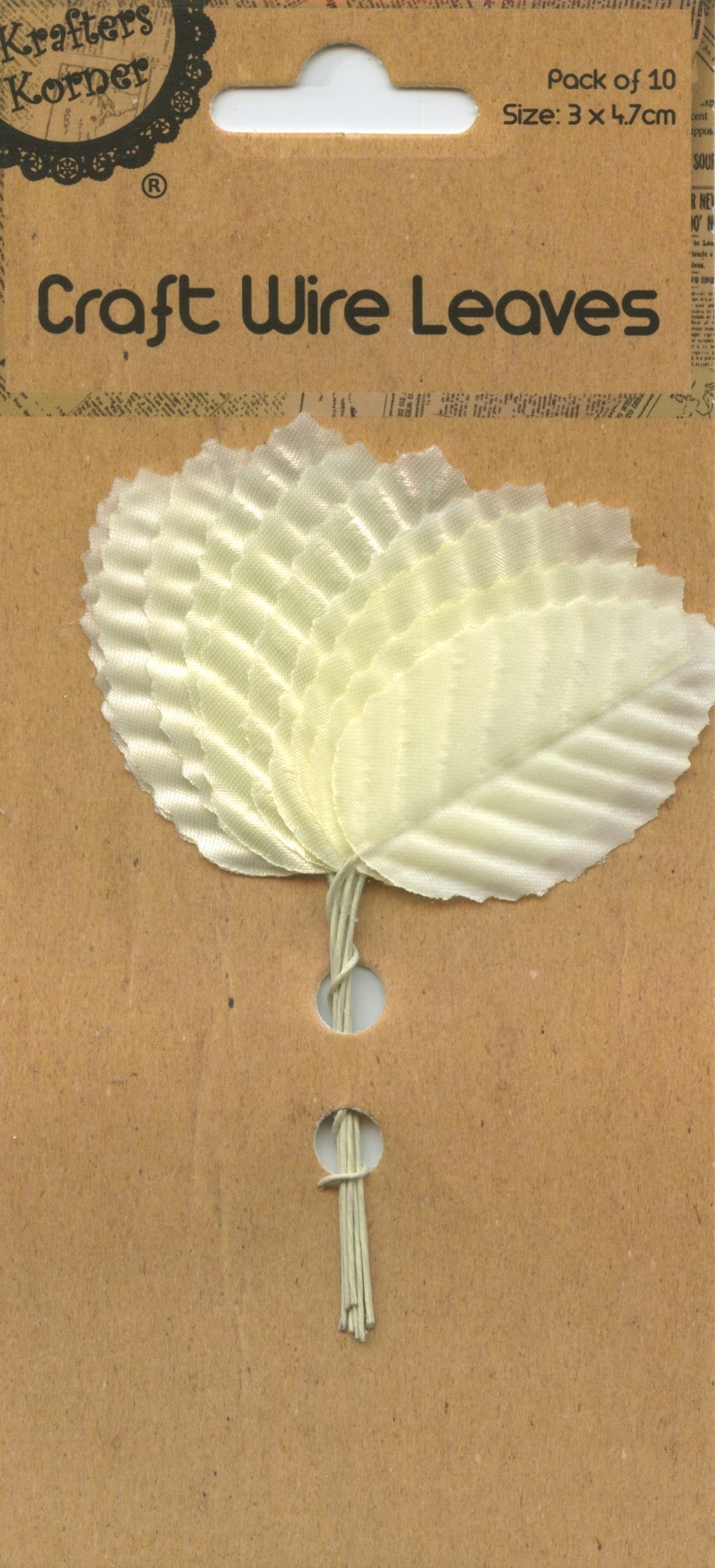Craft Wire Leaves - Cream - Pk of 10