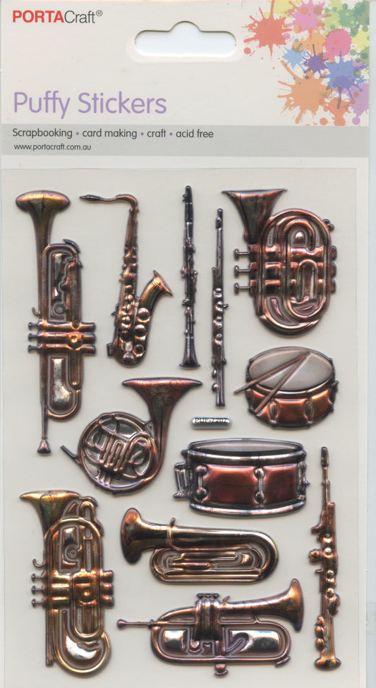 Puffy Stickers - Musical Instruments #2 - 12 pk