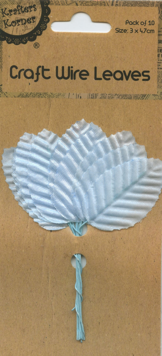 Craft Wire Leaves - Light Blue - Pk of 10