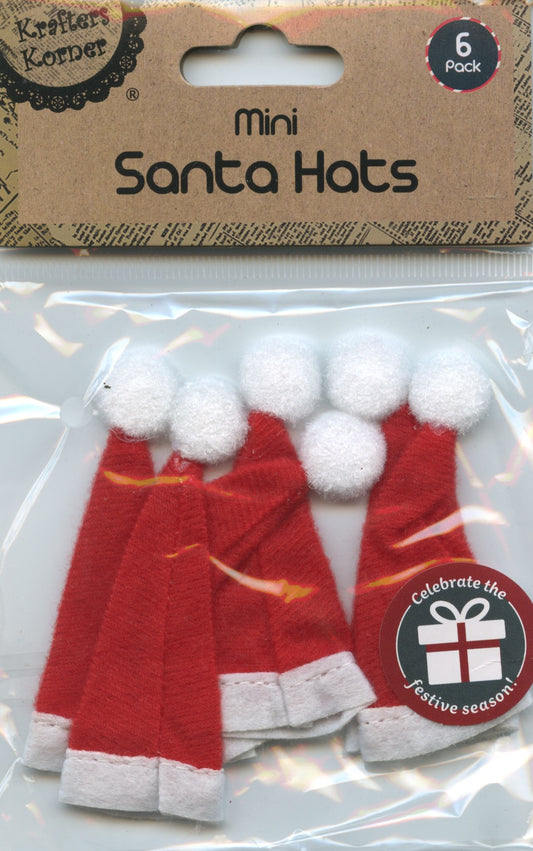 Mini Santa Hats - 6 pack
