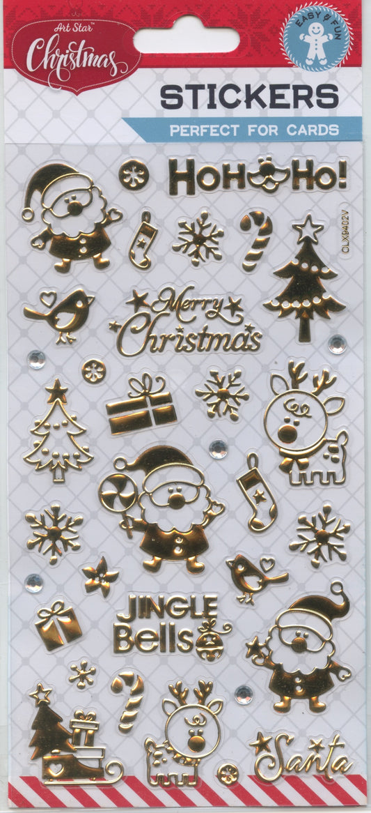 Art Star Christmas Foil Gold Stickers 34pk