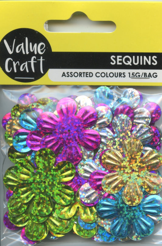 Flower Sequins - Assorted Colours - 15 Grams