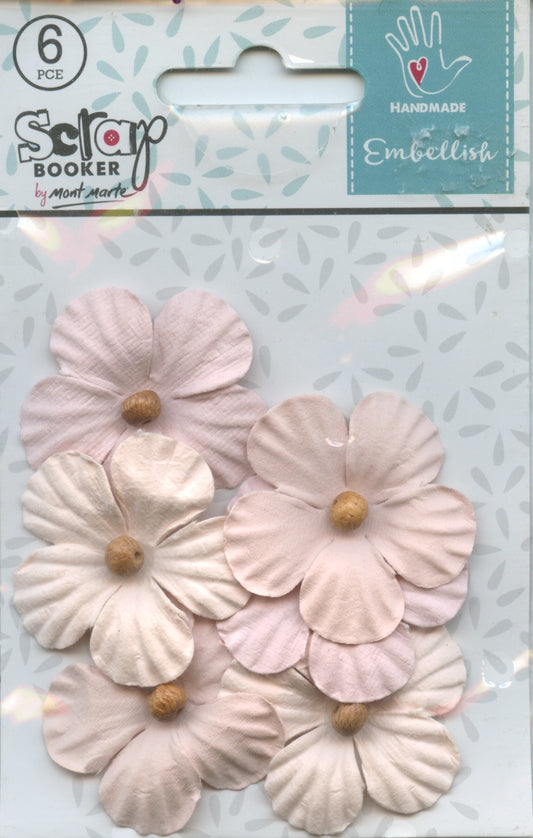 Scrap Booker Handmade Embellishments Beaded Blooms Pink 6pc