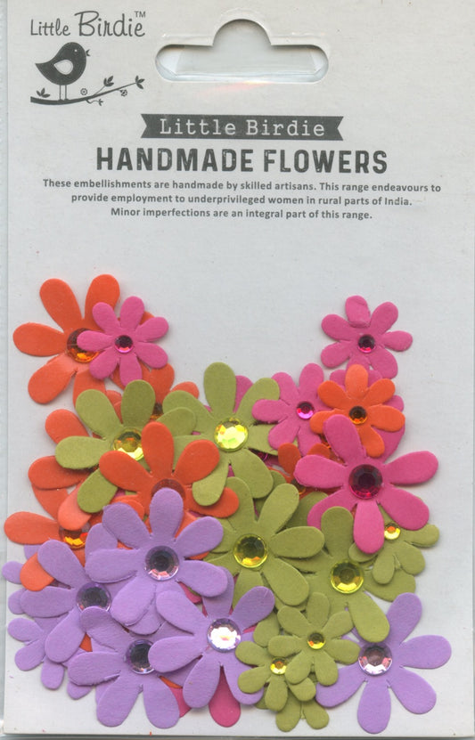 Little Birdie Handmade Embellishments - Jeweled Florettes Bright 40pk
