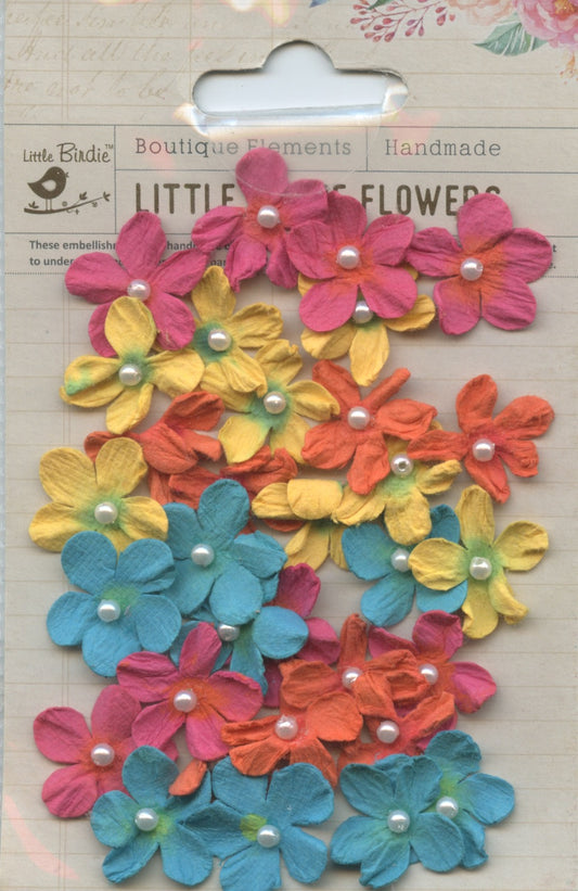 Little Birdie Handmade Embellishments - Pearl Petites Vivid 32pk